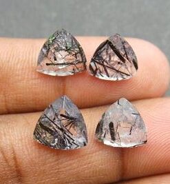 Natural Black Rutile Faceted Trillion Cut Gemstone