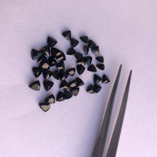 Natural Black Onyx Faceted Trillion Gemstone