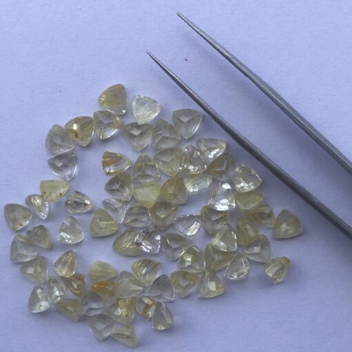 Natural Golden Rutile Trillion Cut Gemstone