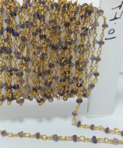 Iolite Beads Gold Plated Rosary Chain