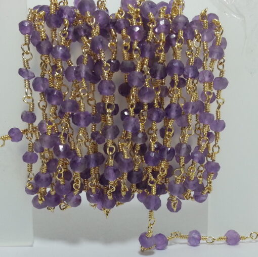 Amethyst Beads Gold Plated Rosary Chain