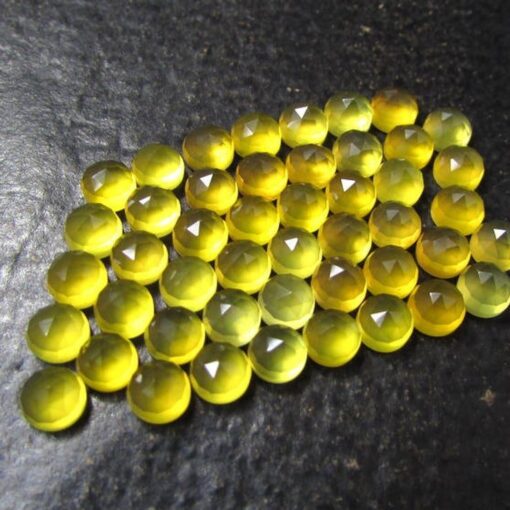 4mm Natural Yellow Chalcedony Round Rose Cut Cabochon