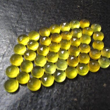 3mm Natural Yellow Chalcedony Round Rose Cut Cabochon
