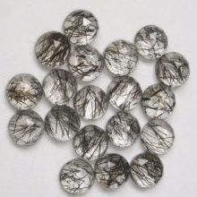 5mm Natural Black Rutile Round Rose Cut Cabochon