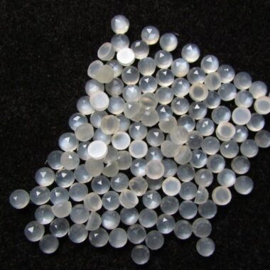 3mm Natural White Moonstone Round Rose Cut Cabochon