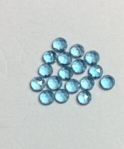 3mm Natural Swiss Blue Topaz Round Rose Cut Cabochon