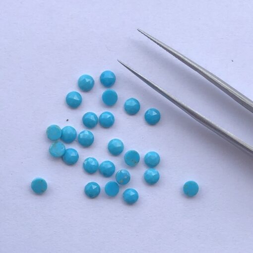 4mm Natural Sleeping Beauty Turquoise Round Rose Cut Cabochon