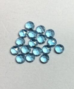 4mm Natural Swiss Blue Topaz Round Rose Cut Cabochon