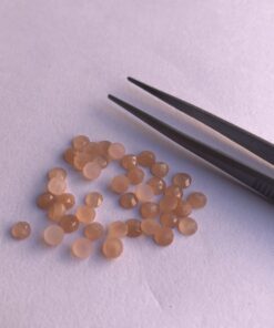 4mm Natural Peach Moonstone Round Rose Cut Cabochon