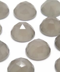 4mm Natural Gray Moonstone Round Rose Cut Cabochon