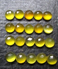 5mm Natural Yellow Chalcedony Round Rose Cut Cabochon