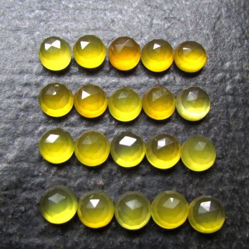 5mm Natural Yellow Chalcedony Round Rose Cut Cabochon