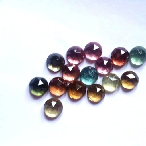 6mm Natural Multi Tourmaline Round Rose Cut Cabochon