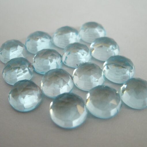 5mm Natural Sky Blue Topaz Round Rose Cut Cabochon