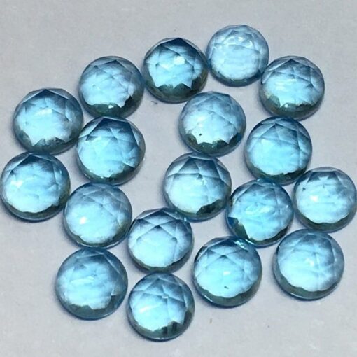 5mm Natural Swiss Blue Topaz Round Rose Cut Cabochon