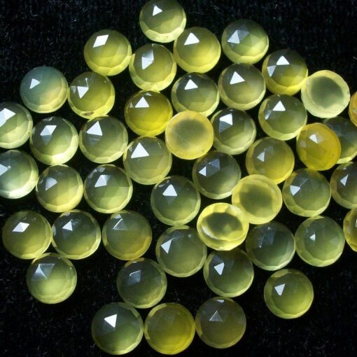 6mm Natural Yellow Chalcedony Round Rose Cut Cabochon