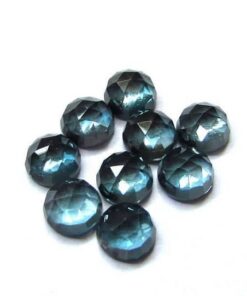 6mm Natural London Blue Topaz Round Rose Cut Cabochon