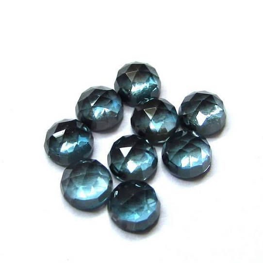 6mm Natural London Blue Topaz Round Rose Cut Cabochon 6mm Natural London Blue Topaz Round Rose Cut Cabochon
