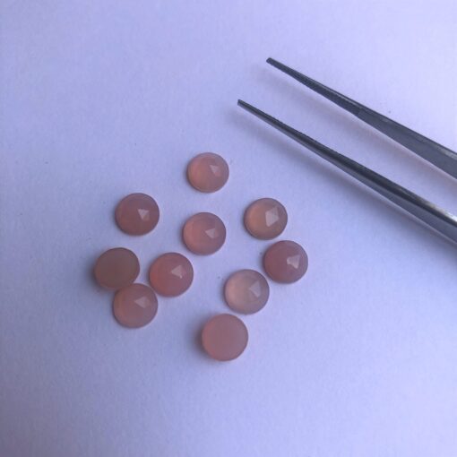 6mm Natural Pink Chalcedony Round Rose Cut Cabochon