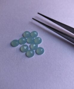 6mm Natural Aqua Chalcedony Round Rose Cut Cabochon