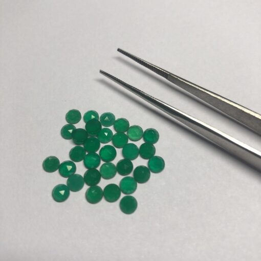 4mm Natural Green Chalcedony Round Rose Cut Cabochon