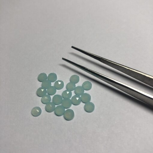 3mm Natural Aqua Chalcedony Round Rose Cut Cabochon