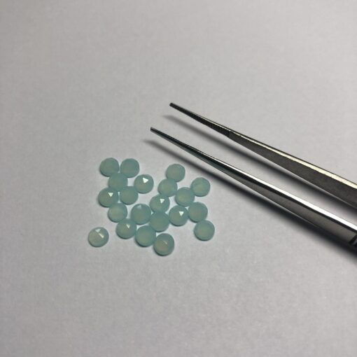 4mm Natural Aqua Chalcedony Round Rose Cut Cabochon