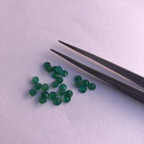 4mm Natural Green Onyx Round Rose Cut Cabochon