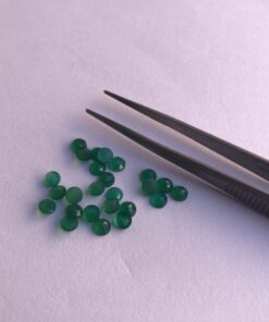 4mm Natural Green Onyx Round Rose Cut Cabochon
