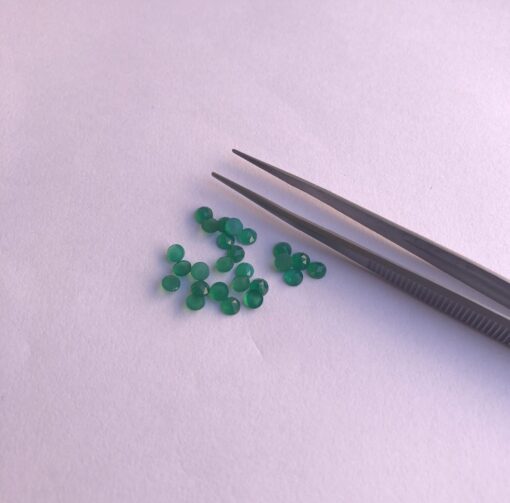 3mm Natural Green Onyx Round Rose Cut Cabochon