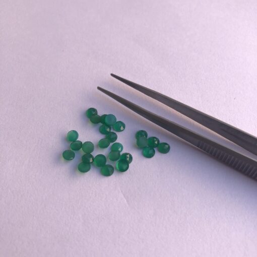 3mm Natural Green Chalcedony Round Rose Cut Cabochon