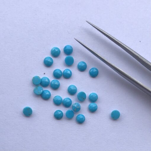 4mm Natural Sleeping Beauty Turquoise Round Rose Cut Cabochon