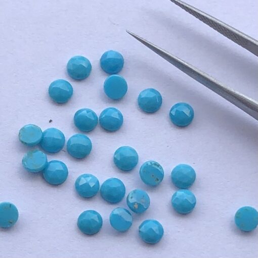 6mm Natural Sleeping Beauty Turquoise Round Rose Cut Cabochon