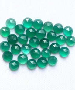 5mm Natural Green Chalcedony Round Rose Cut Cabochon