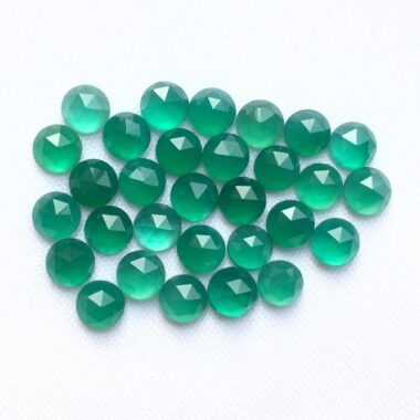 5mm Natural Green Chalcedony Round Rose Cut Cabochon