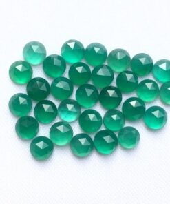 5mm Natural Green Onyx Round Rose Cut Cabochon