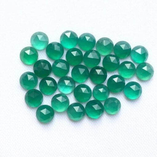 5mm Natural Green Onyx Round Rose Cut Cabochon