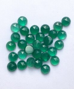 6mm Natural Green Chalcedony Round Rose Cut Cabochon