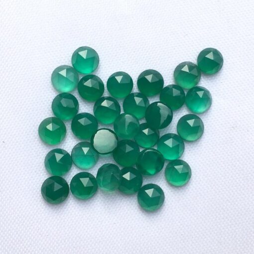 6mm Natural Green Chalcedony Round Rose Cut Cabochon
