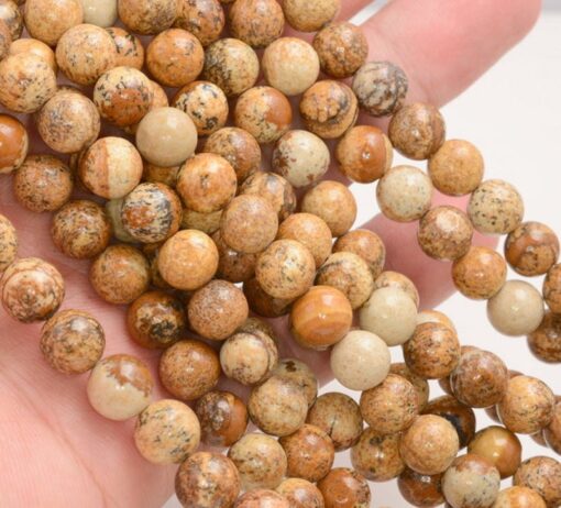 Shop 10mm Natural Picture Jasper Smooth Round Beads