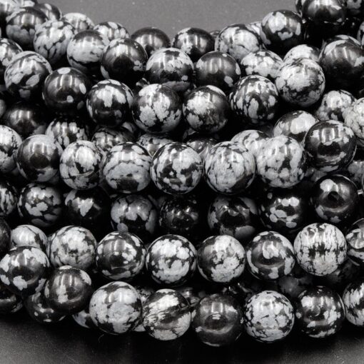 Shop 10mm Natural Snowflake Obsidian Smooth Round Beads