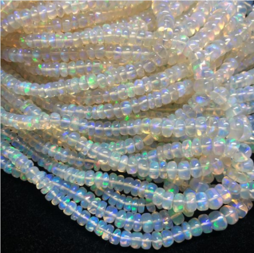 Shop Natural Blue Green Ethiopian Opal Smooth Rondelle Beads