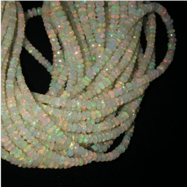 Shop Natural White Ethiopian Opal Faceted Rondelle Beads Strand