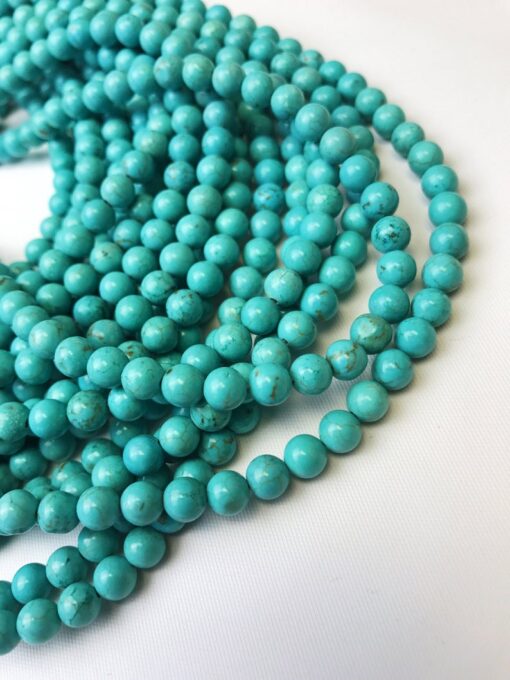 Shop 4mm Natural Howlite Turquoise Smooth Round Beads