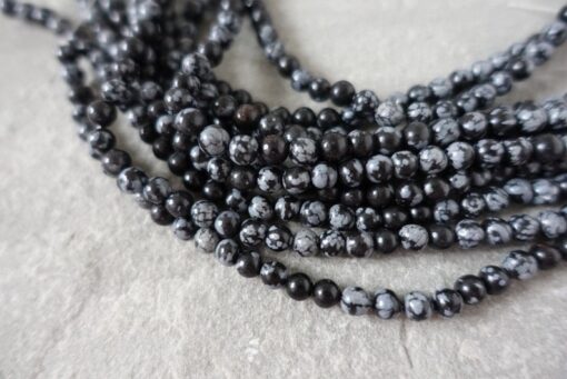 Shop 4mm Natural Snowflake Obsidian Smooth Round Beads