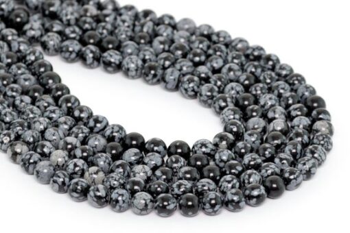 Shop 6mm Natural Snowflake Obsidian Smooth Round Beads