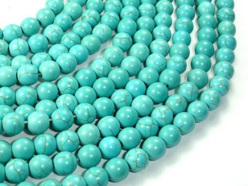 Shop 6mm Natural Howlite Turquoise Smooth Round Beads