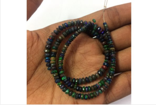 Shop Natural Black Ethiopian Opal Faceted Rondelle Beads