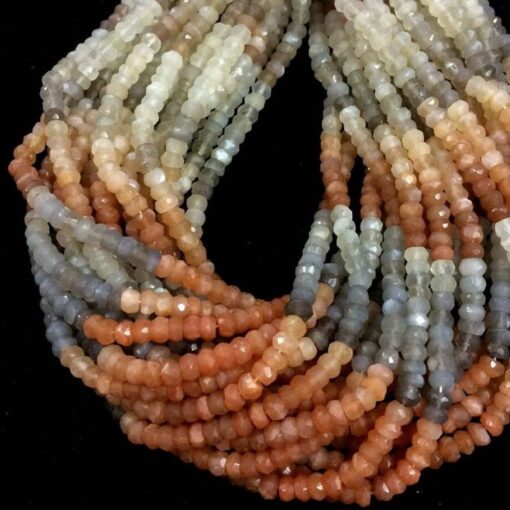 Shop Multi Moonstone Faceted Rondelle Beads Strand