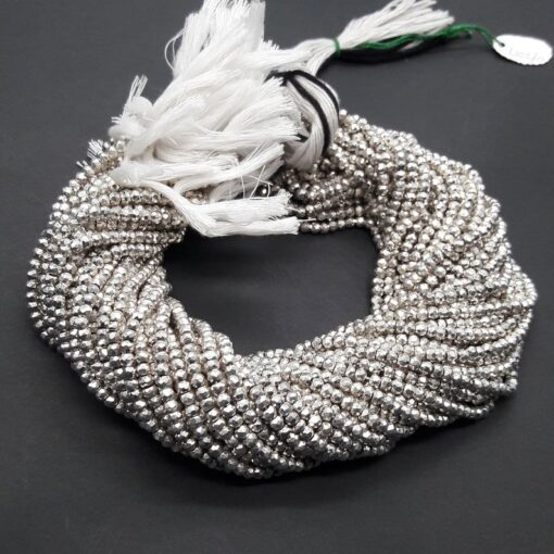 Shop Silver Pyrite Faceted Rondelle Beads Strand
